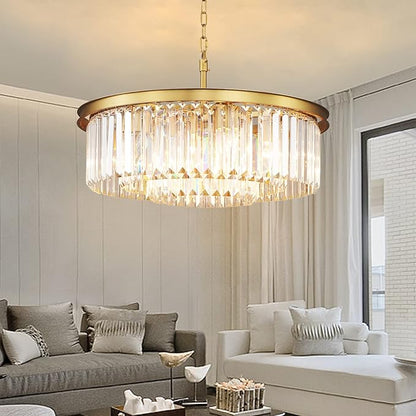 Copper Crystal Chandeliers Modern Contemporary Ceiling Lights Fixtures Mini Chandelier 3-Tier 8 Lights Pendant Lighting Dining Room Living Room Chandelier D22(Copper)