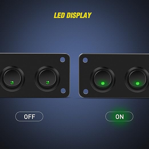 Nilight 5 Gang 3 Pin Rocker Switch Panel 20A Waterproof On Off 12V Green Toggle for Cars Trucks Boats