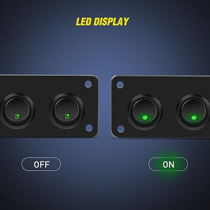 Nilight 5 Gang 3 Pin Rocker Switch Panel 20A Waterproof On Off 12V Green Toggle for Cars Trucks Boats