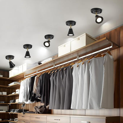 Modern Flush Mount Ceiling Spot Light, Adjustable Directional Head, Black Spot Lights Indoor, Ceiling/Wall Mounted Single Track Light for Living Room, Corridor, Stairs.（2 Pack ）