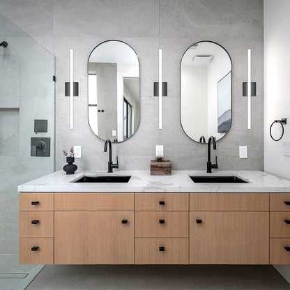 Combuh 2 Pack Bathroom Light Fixtures Black Vanity Lights Bar 24 Inch 14W Bathroom Lights Over Mirror IP44 Wall Sconces Cool White 6000K