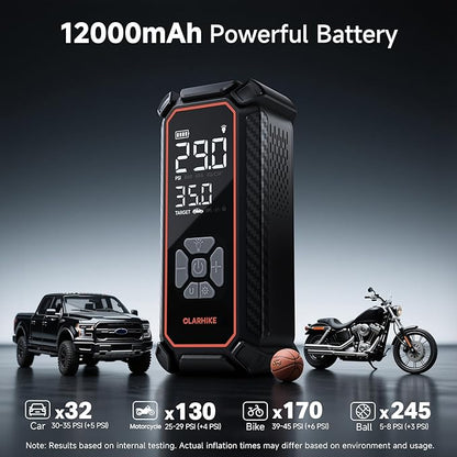 OlarHike Cordless Tire Inflator Portable Air Compressor, 3X Fast Inflation,12000mAh Battery, Air Pump for Car Tires, Pickups, SUVs, Electric Pump with Digital Pressure Gauge/Auto Shuttoff, Gift Ideas