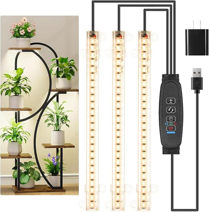 Hywyimlait LED Grow Light Strips, Grow Lamps for Indoor Plants Full Spectrum 3000K, 72 LEDs Plant Light with 3/9/12H Timer, 10 Dimmable Levels for Seedling Succulent, 3 Head 7.8 Inches