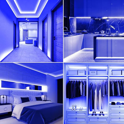 Battery Powered COB Led Strip Lights, 4.92Ft Battery Operated Blue LED Strip Light, High Brightness Flexible LED Tape Lights for Room, Cabinet, Bedroom, Kitchen, Party, Home DIY Decoration