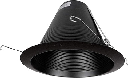 NICOR Lighting 6 inch Black Wet Location Rated Cone Baffle Trim, Fits 6 inch Housings (17550ABKWL)