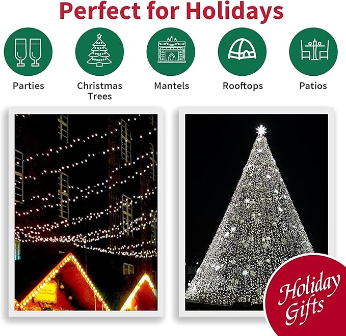 LAMPHOME 66ft Christmas Decorative Mini Lights,200 LED Green Wire Fairy Starry String Lights Plug in, 16 Lighting Modes, for Indoor Outdoor Xmas Tree Wedding Party Decoration (White)