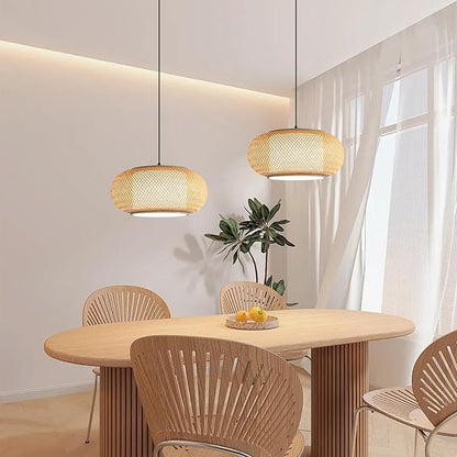 Bamboo Pendant Light Dining room light japanese Light fixture Country style Ceiling Hanging Light Beige Boho Antique Lantern Applicable for Kitchen Island Teahouse Living Room bedroom Restaurant