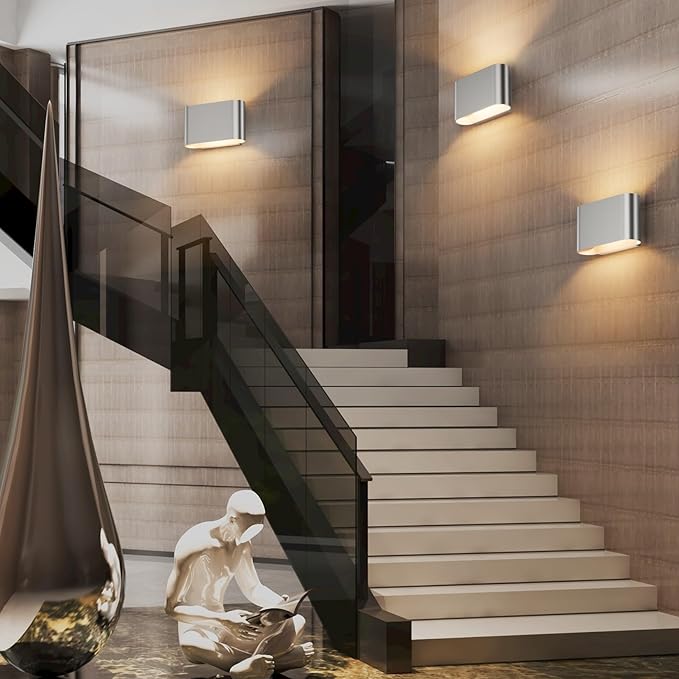 Aipsun Nickel LED Wall Sconces 1 Pack Indoor Modern Wall Lights Hardwired Up and Down Interior Wall Mount Light for Living Room Bedroom Hallway Warm White 3000K(with G9 Bulbs)