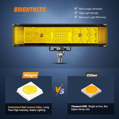 Nilight Side Shooter LED Light Bar Amber Beam Pods 2PCS 6.5 Inch 60W Flood Spot Combo Fog Driving Lighting w/ 16AWG 5Pin Rocker Switch Wiring Harness Kit for Truck SUV ATV UTV Boat Van