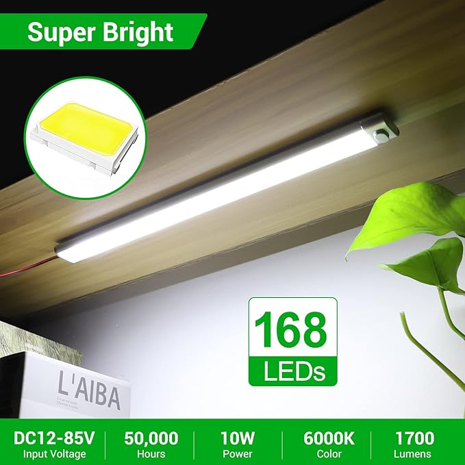 CT CAPETRONIX 12v LED Interior Light Bar, 168LEDs 15.4IN 1700LM 10W, DC 12v Volt led Strip Lights with Switch, for Enclosed Cargo Trailer Car RV Van Truck Lorry Camper Boat Caravan Motorhome (6Pcs)