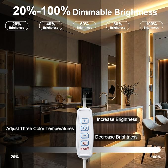 COB LED Strip Light 5V, 2m 608 LEDs/M Dimmable 2700K - 6500K 8mm Width CRI93+ Flexible Dimmable Light Kit for TV Backlight Bedroom Gaming Room Kitchen Cabinet Decor(CCT, 6.56FT/2M USB)