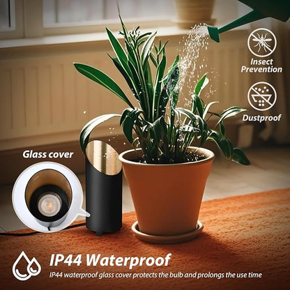 2 Pack Uplighting Indoor, 7W Floor Can Lights with 2700K LED GU10 Bulbs, IP44 Waterproof Uplights Spotlight for Dark Corner Sofa House Plant Wall Artwork Indoor, 6.5FT Plug Cord & Foot Switch