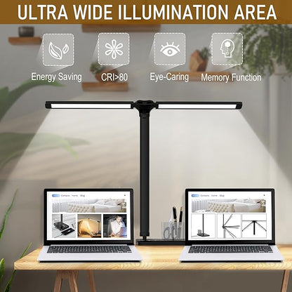 Dimmable LED Desk Lamp with USB Charging Port, 50 Lighting Modes Dual Swing Arm Architect Table Lamp Light Desk Lamp for Home Office Dorm Piano Nail