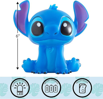 Disney Stitch Squishy Night Light 6" LED Soft Mood Lamp for Decor, Kids Bedrooms, Collectors & Gift Giving