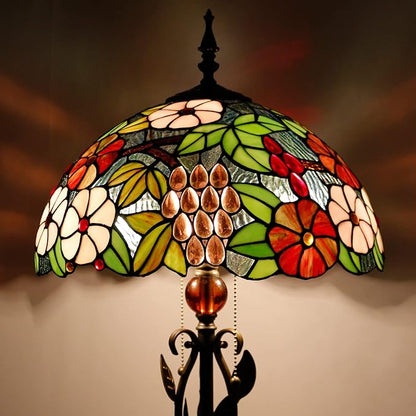 Tiffany Floor Lamp Stained Glass Standing Reading Lamp 16x16x70 Inches Antique Pole Corner Light for Bedroom Living Room (Grapes Flower)