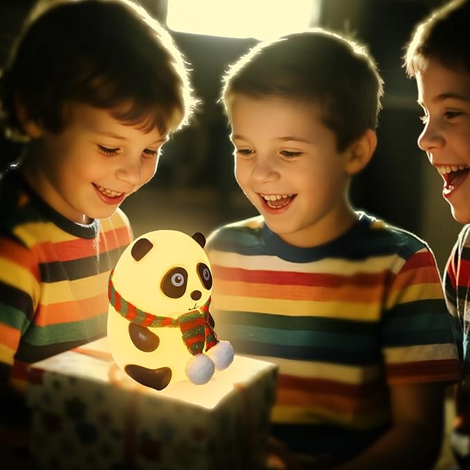 Cute Panda Night Light, LED Soft Clay Novelty Animal Night Light with 7 Color Modes, Soft Silicone Dimming for Decoration (Panda)