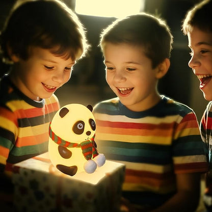 Cute Panda Night Light, LED Soft Clay Novelty Animal Night Light with 7 Color Modes, Soft Silicone Dimming for Decoration (Panda)