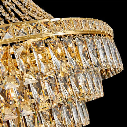 26 Lights Gold Luxury Crystal Chandeliers Large Modern Chandelier for High Ceilings Crystal Pendant Light Fixture Foyer Staircase Hallway Entryway Banquet Hall Lobby 63" H x 30.7" D