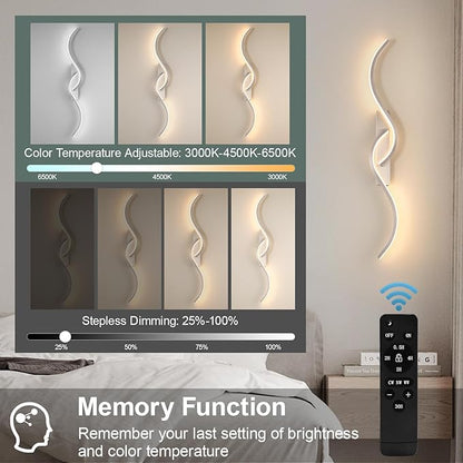 Modern Battery Operated Wall Sconces, Rechargeable Wall Sconces, 3000K-6500K LED Wireless Wall Light, Modern Wall Lamp not Hardwired for Living Room Bedroom Hallway -39.37 in (Nickel)