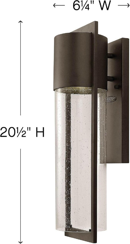 Hinkley Shelter Medium Outdoor Wall Mount Lantern, Minimalist Style, Dark Sky-Compliant, Solid Aluminum/Clear Seedy Glass, Buckeye Bronze