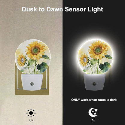 Sunflower Night Light Life is Better with Friends Friendship Plug-in Nightlight Energy Saving 0.5W LED Lighting for Boys Girls Men Women