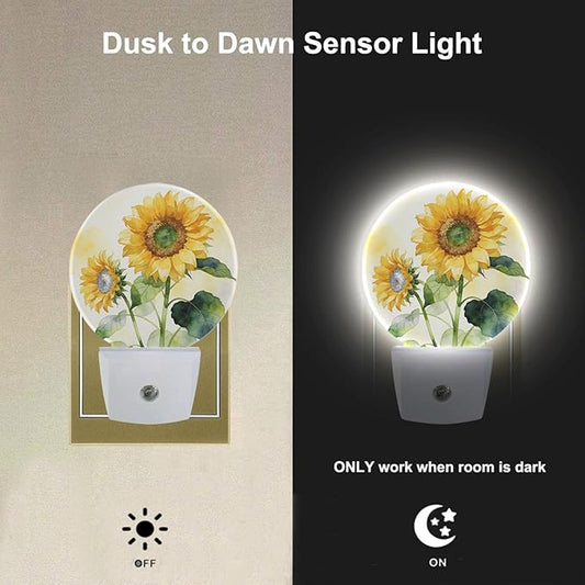 Sunflower Night Light Life is Better with Friends Friendship Plug-in Nightlight Energy Saving 0.5W LED Lighting for Boys Girls Men Women
