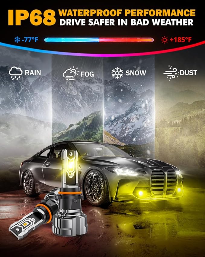 Auxbeam PSX26W 12278 Fog Lights, 10000LM Golden Yellow, PSX26W Offroad Light or Fog Light