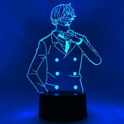 Otaku Lamps Sanji One Piece – Anime Lamp Figure Night Light, 16 Color RGB LED – 3D Anime Room Décor Gift for Otaku