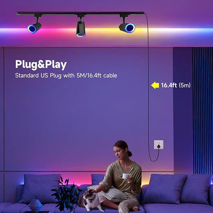 Gsou 3 Pack Track Lighting Speakers, Track Light Bluetooth Speaker, RGB Color Changing, with Remote, Music Sync, Plug IN Light head with 3.3FT Track Rail, Ideal for Smart TV, Home Decor, Kitchen, Game