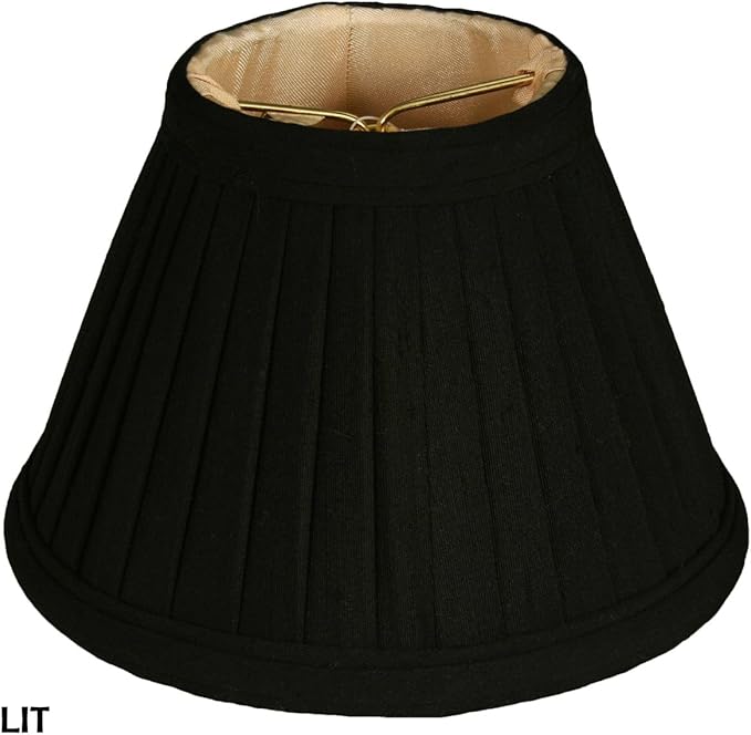 Royal Designs, Inc. CS-112BLK/GL Pleated Empire Chandelier Shade, 3 x 6 x 4.25, Black with Gold