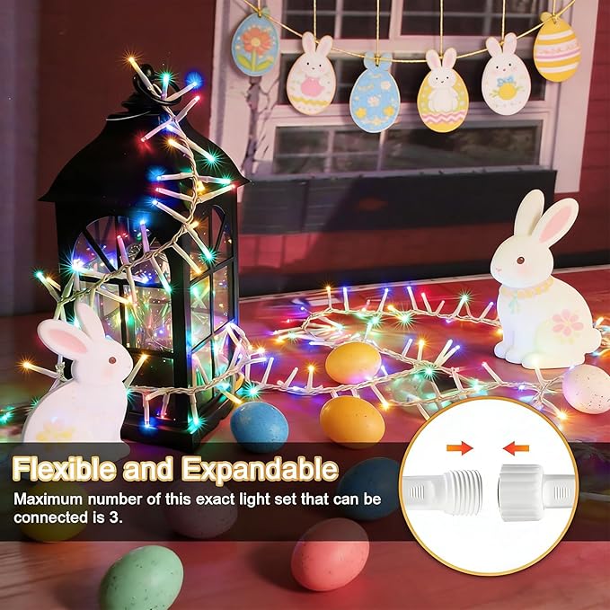 LAMPHOME 46ft 500 LED Easter String Lights Plug in, Pastel Twinkle Fairy Lights, 16 Modes Waterproof Easter Outdoor Lights, Colored String Lights for Christmas Tree Indoor Outdoor Spring Decorations