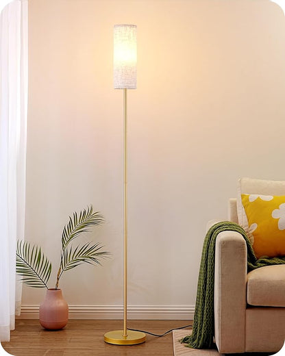 EDISHINE Floor Lamps for Living Room, 63.7in Minimalist Standing Lamp with Foot Pedal Switch, Modern Floor Lamp for Bedroom, Office, Nursery, 3 Color Temperature, 9W Bulb Included, Gold