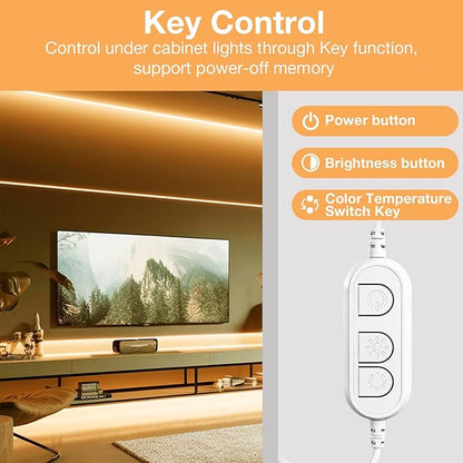 DAYBETTER Under Cabinet Lighting Kit,10 PCS Under Cabinet Lights,2700K-6500K Tunable White LED Strip Lights with APP,Power Adapter,Dimmable LED Lights for Kitchen Cabinets,Shelf,Desk,Counter,16.4ft