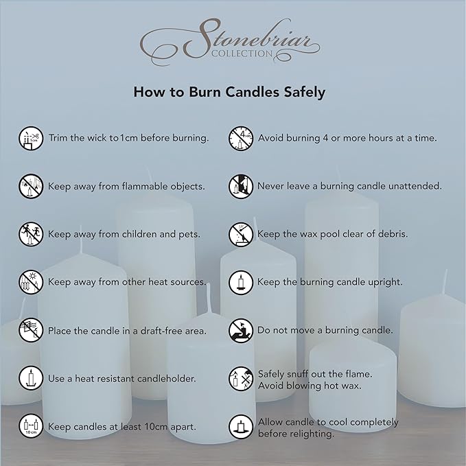 Stonebriar Unscented Pillar Candles – 35 Hour Burn Time, Long-Lasting Wax Candles for Weddings, Holidays, Home Décor & Special Events, Pack of 6, Ivory, 3" x 4"