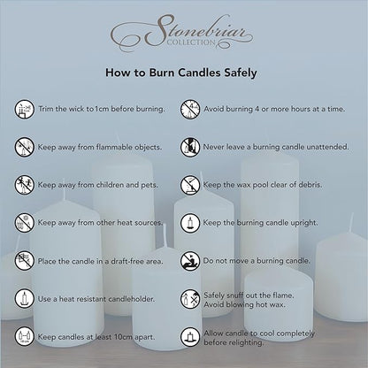 Stonebriar 80 Hour Long Burning Unscented Pillar Candles, 3x8, Ivory, 6 count