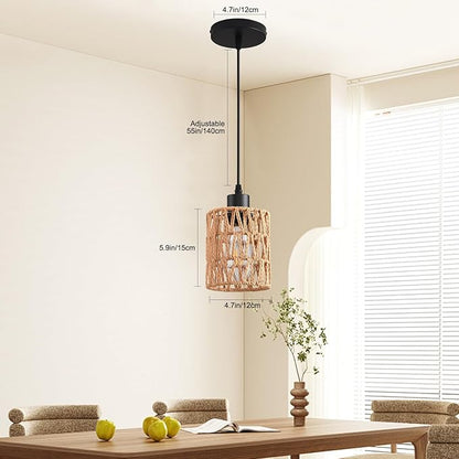 Farmhouse Pendant Light Fixture, Black Pendant Lights for Kitchen Island Industrial Lantern Pendant Light Fixtures with Light Shade, Adjustable Height Hanging Pendant Lighting