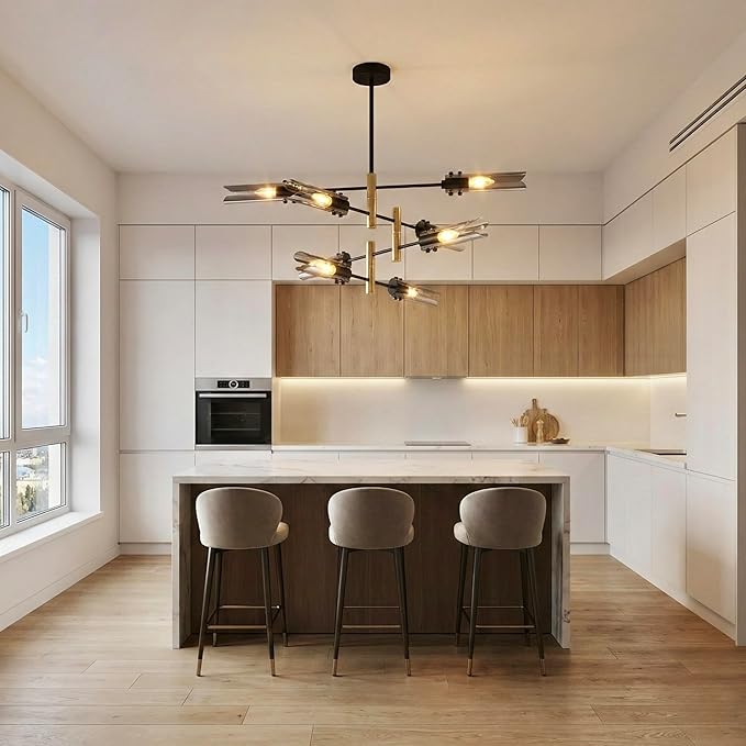 Modern Living room Dining room Sputnik Chandelier, Bedroom Hallway Light Fixtures, Pendant Lights Kitchen Island, Hanging Lights Ceiling Light Farmhouse Kitchen Decor Fixture Lamparas (Black & Gold-8)