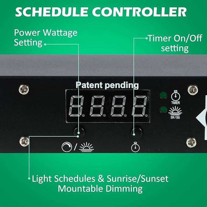 Lucius 400W Grow Light with Master Control Timer Sunrise Sunset, 2.9 μmol/J Growing Lamp with LED Display, Full Spectrum& Dimmable LED Grow Light for Seed Starting, Seedlings, Veg, Bloom