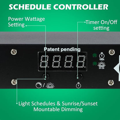 Lucius 400W Grow Light with Master Control Timer Sunrise Sunset, 2.9 μmol/J Growing Lamp with LED Display, Full Spectrum& Dimmable LED Grow Light for Seed Starting, Seedlings, Veg, Bloom