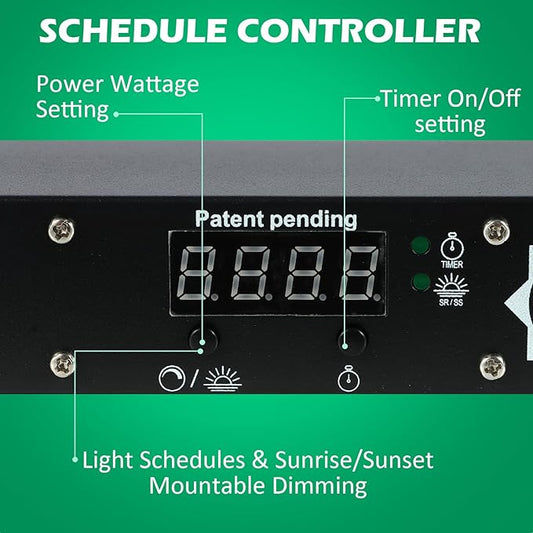 Lucius 400W Grow Light with Master Control Timer Sunrise Sunset, 2.9 μmol/J Growing Lamp with LED Display, Full Spectrum& Dimmable LED Grow Light for Seed Starting, Seedlings, Veg, Bloom
