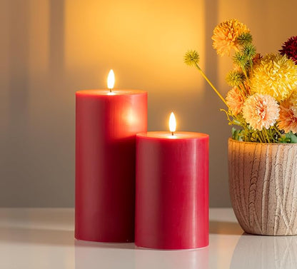 Abbott Collection Wax LED Flameless Pillar Candle - Red (4x8 H)