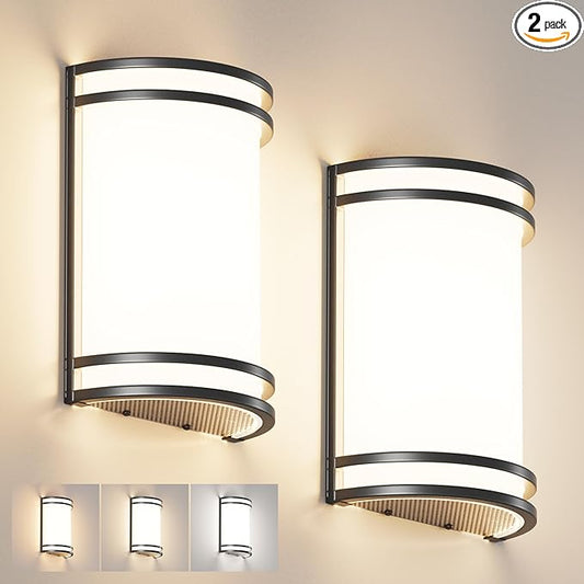 Aipsun Black Wall Sconces Set of Two, Hardwired Indoor 15W LED Modern Dimmable 3000K 4000K 5000K Wall Sconce Lighting for Living Room Hallway Bedroom