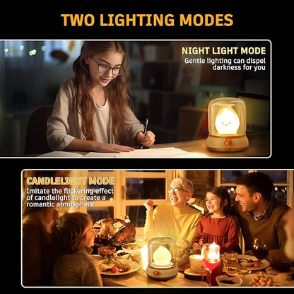 2Pack Ghost Campfire Night Light, Small Cute Desk Lamp, Dimmable Cordless Bedside Table Lamp, Rechargebale Battery Oprated Warm Night Light for Bedroom/Kids/Baby Nursery, Vintage Ambient Lighting