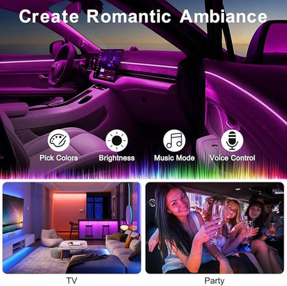 Interior Car LED Strip Lights APP Control, 5 in 1 RGB 16 Million Colors Ambient Lighting Kit with 236 inches Fiber Optic, Music Mode Inside Car Lighting Decorations