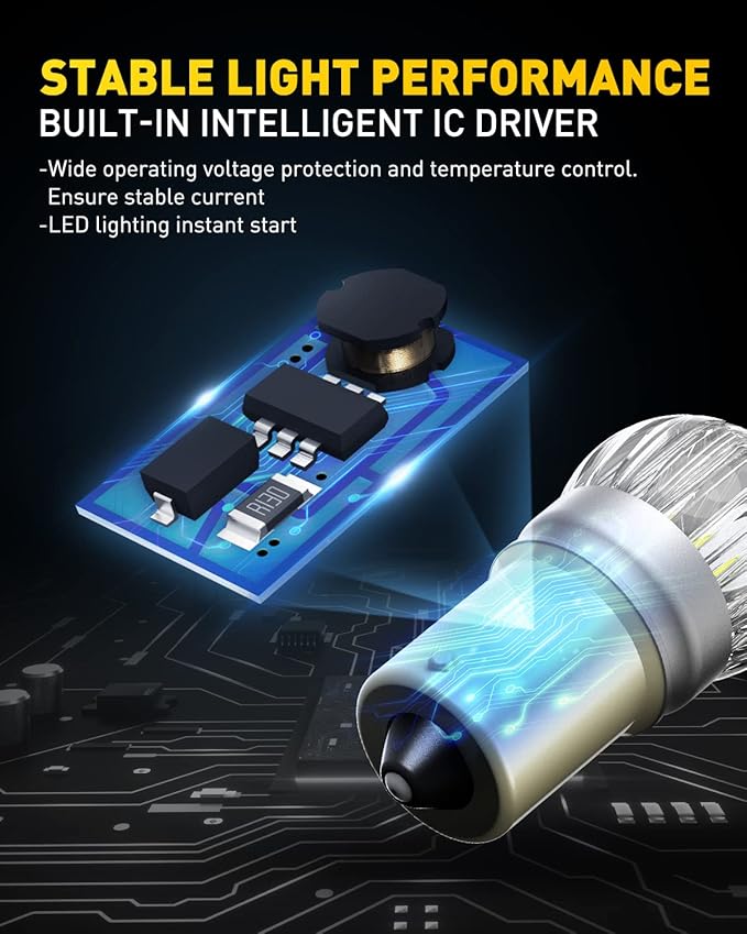 AUXITO 1156 LED Bulb White, 400% Brighter 1:1 Size, 7506 BA15S 1141 P21W 1003 LED Lights for Reverse Backup Light, DRL, Tail Brake Signal Lights, Parking Light, Side Marker Light, Pack of 2