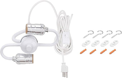 Aspen Creative 21044-2B, One Plug Pendant Conversion Glossy White Swag Light KIT, 2 Light