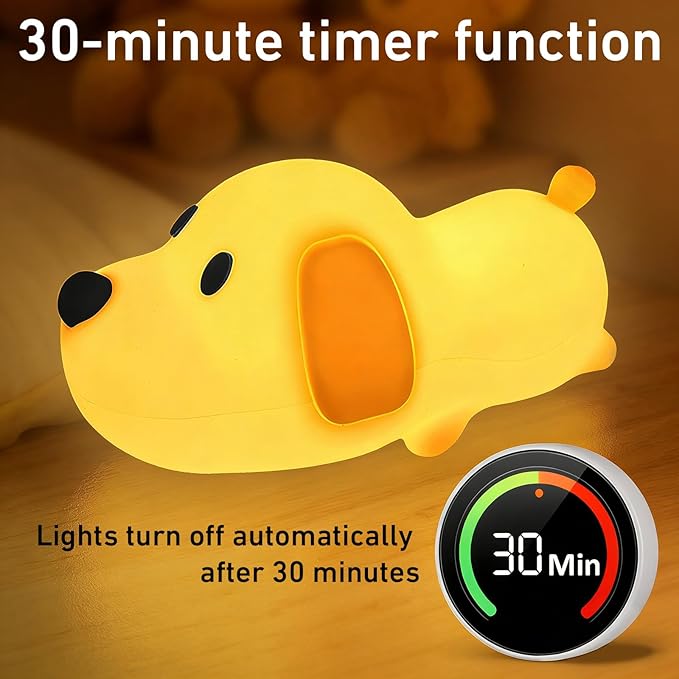 Cute Dog Night Light, Dimmable with Soft Silicon Dog Light, Kindergarten Kawaii Light, Rechargeable Touch Night Light for Boys and Girls, Used for Camping Room Decoration.