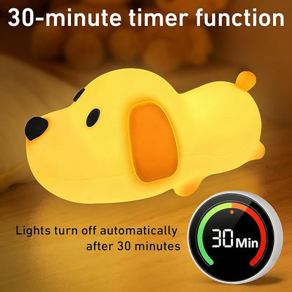 Cute Dog Night Light, Dimmable with Soft Silicon Dog Light, Kindergarten Kawaii Light, Rechargeable Touch Night Light for Boys and Girls, Used for Camping Room Decoration.