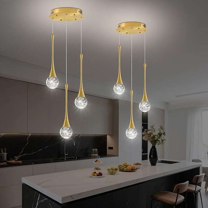 Modern Crystal Staircase Chandelier Polished Gold 3-Lights, H59'' High Ceiling Spiral Dimmable LED Raindrop Foyer Entryway Light Fixture Remote Control