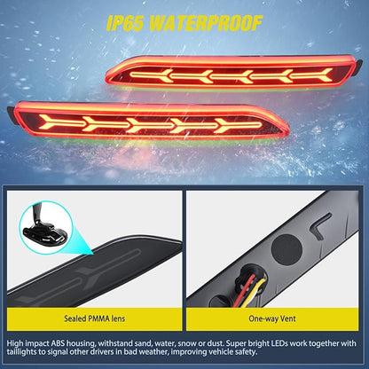 Nilight Rear Bumper Tail Light Compatible with 2006 2007 2008 2009 2010 2011 2012 2013 2014 Toyota Camry Smoke Lens LED Reflector Bumper Lamps Brake Turn Signal Sequential Flashing Driving Taillights